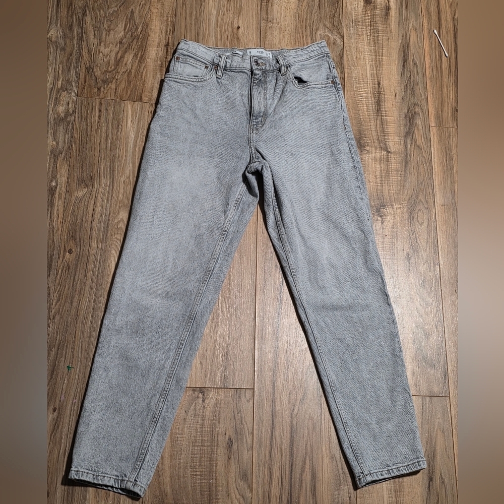 MNG Women's Mom Straight Jeans in Light Gray